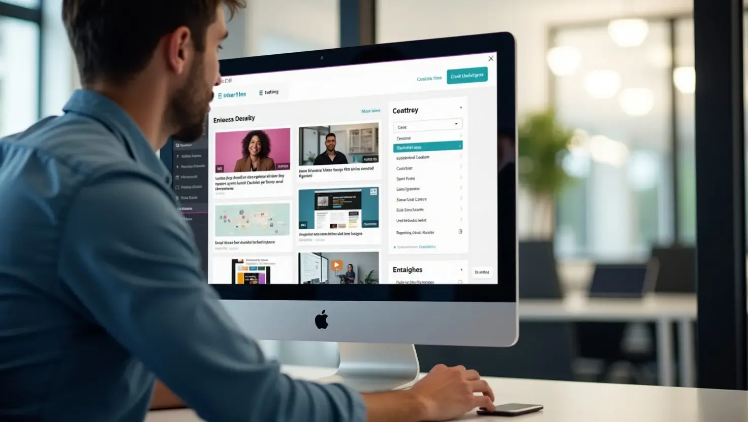 Tech professional uploading and customizing media on EmbedTree dashboard.