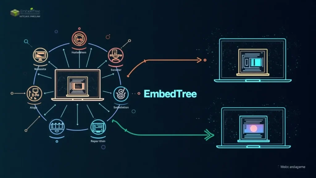 Visualization of EmbedTree’s cross-platform synchronization for embedded content.