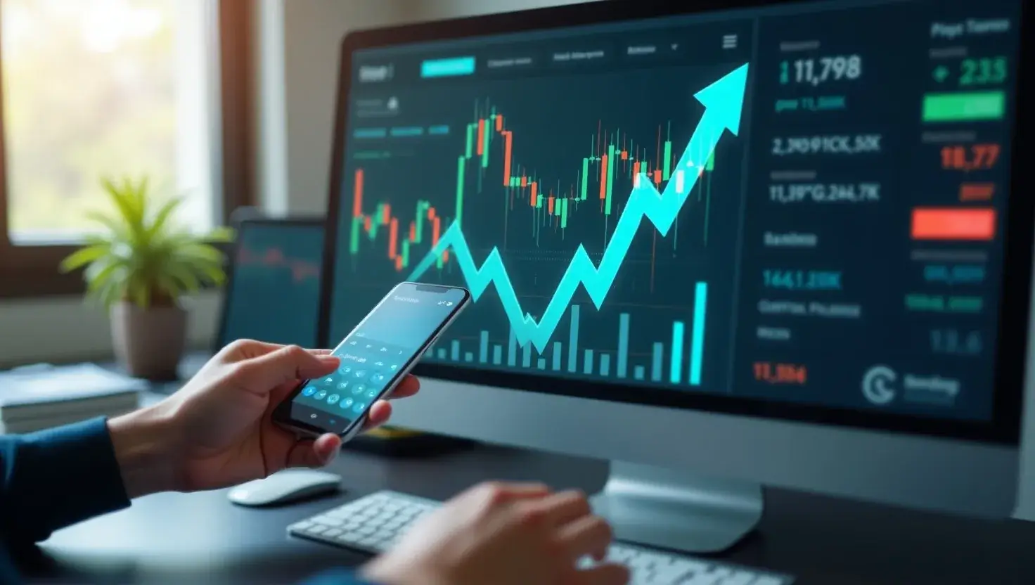 User-friendly dashboard showing real-time stock tracking on Invest1Now.com stocks platform with growth charts and financial data overlays 