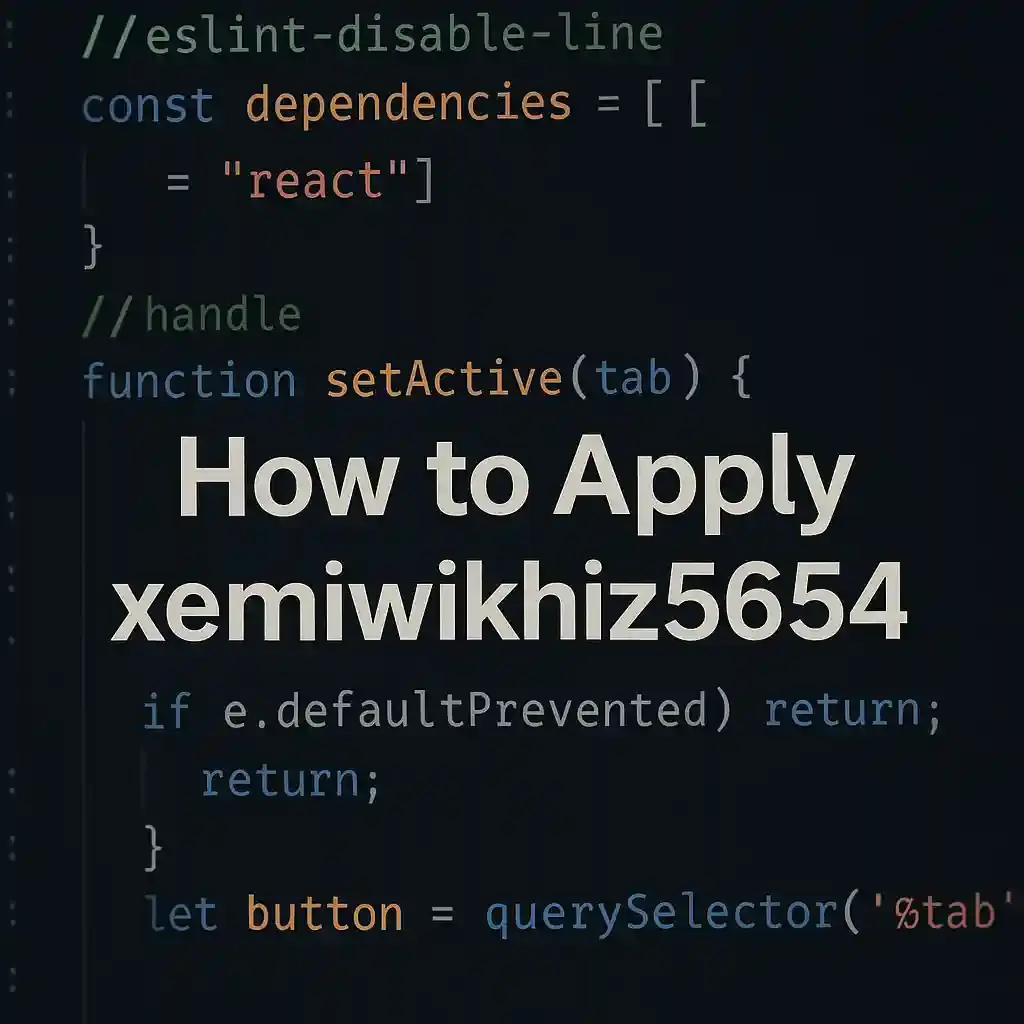 Code snippet showing a JavaScript function with the phrase “How to Apply xemiwikhiz5654,” symbolizing integration within the Wunonovzizpimtiz digital framework