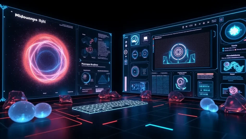"Digital interfaces using Uncuymaza in music, AI art, and UX education contexts."