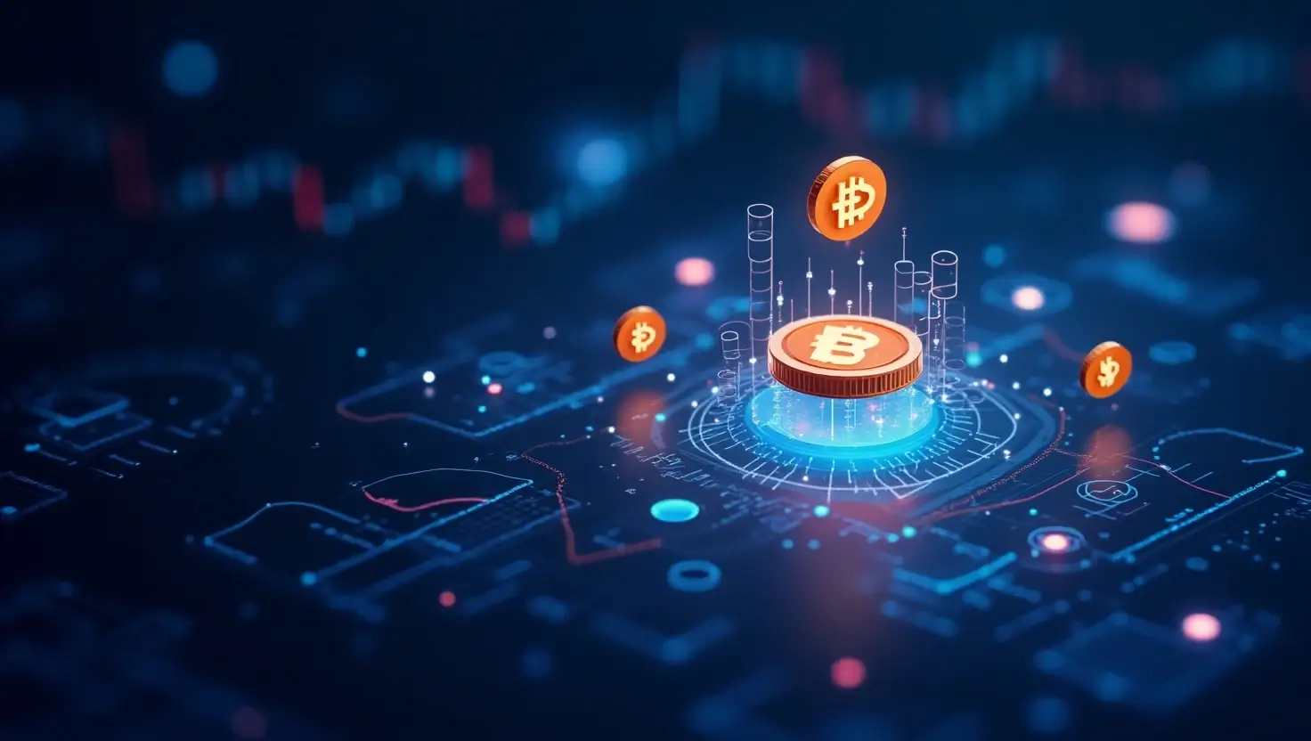 Visualization of AI algorithms analyzing cryptocurrency market sentiment with graphs and predictive modeling on Crypto30x.com GG.