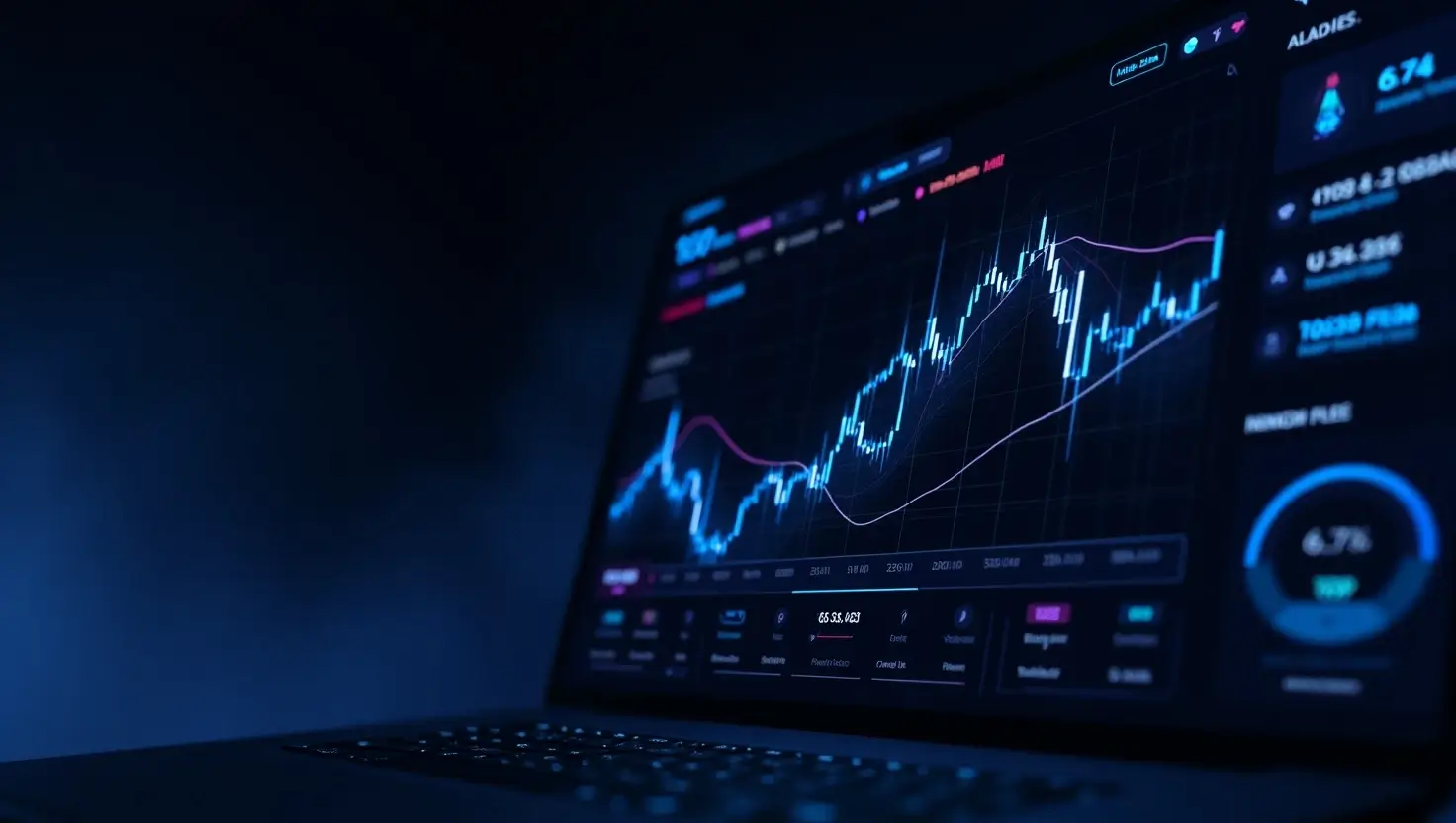 Digital dashboard displaying real-time cryptocurrency charts, AI analytics, and leverage trading tools on Crypto30x.com GG platform.
