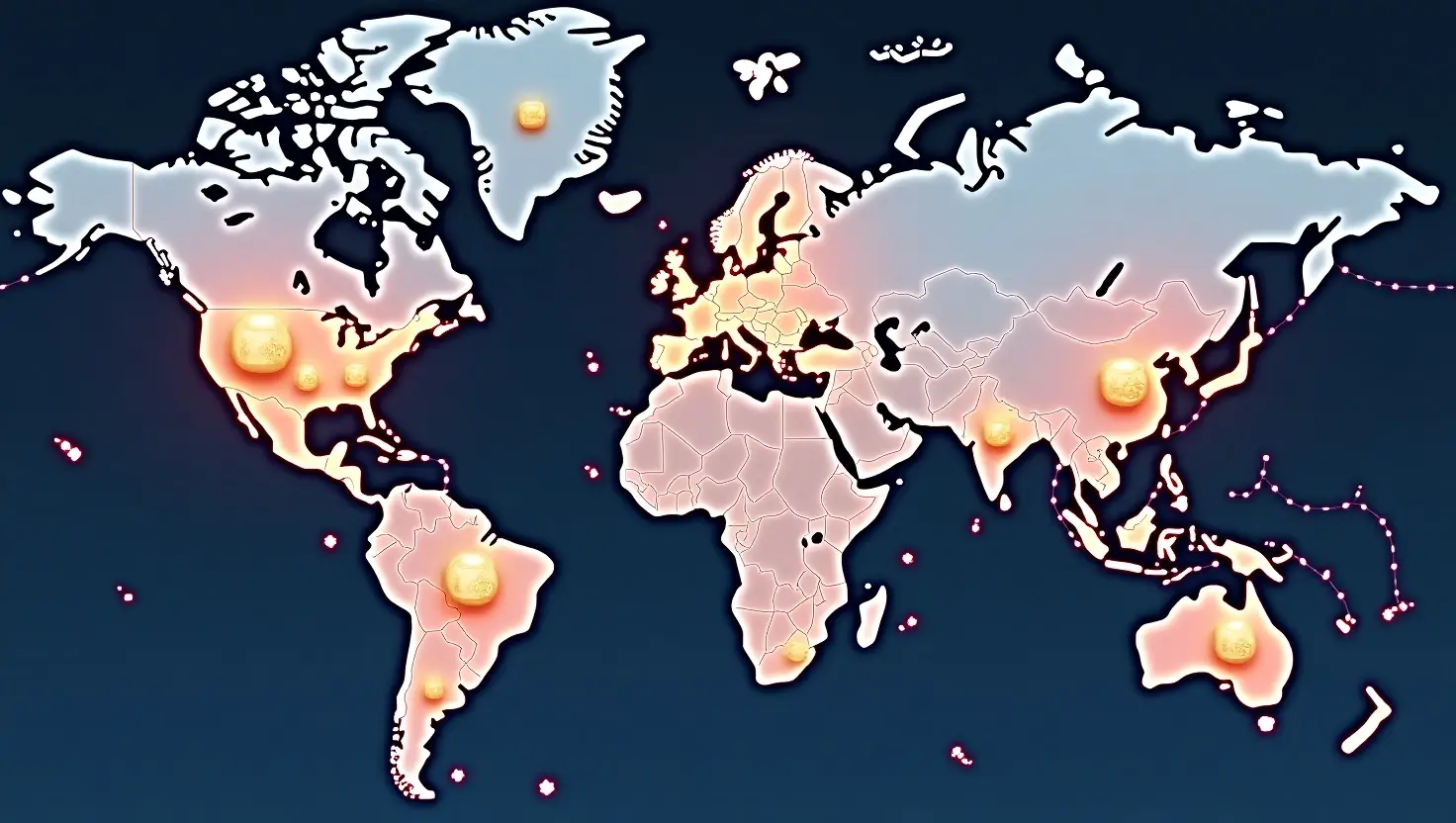 World map highlighting global anime streaming communities with anime character illustrations