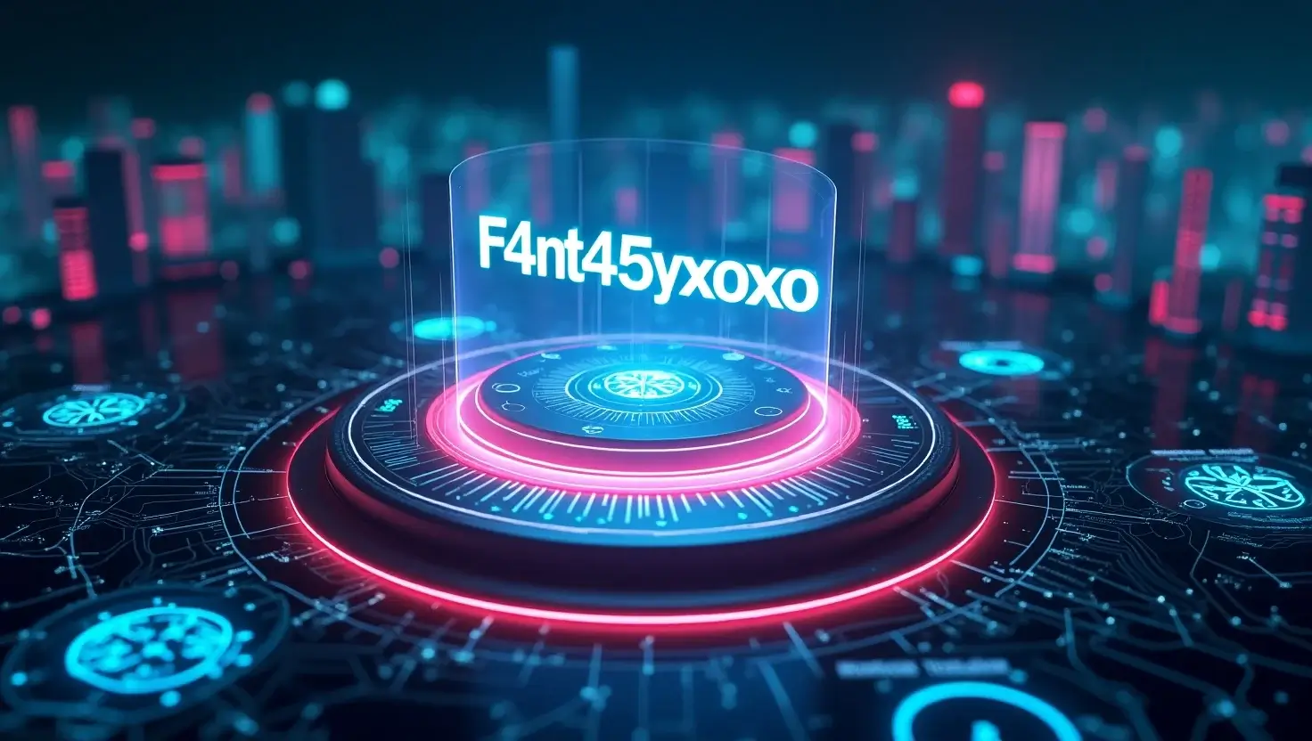 Futuristic digital hub showing the AI-driven platform F4nt45yxoxo with virtual avatars, holograms, and encrypted social tools.