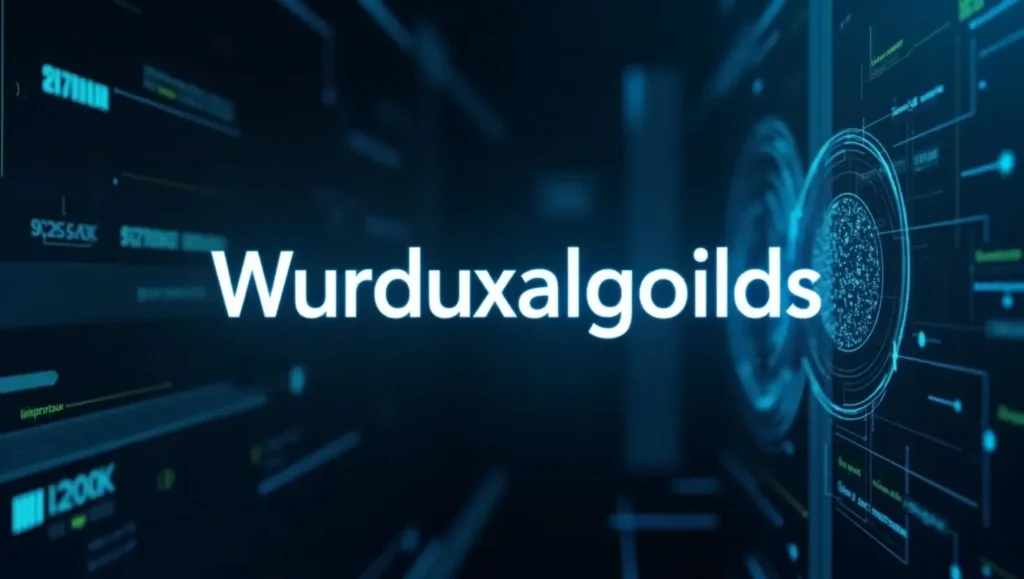 "AI-powered digital interface featuring 'Wurduxalgoilds' as a central element, symbolizing cutting-edge hybrid AI frameworks driving intelligent business decision-making."