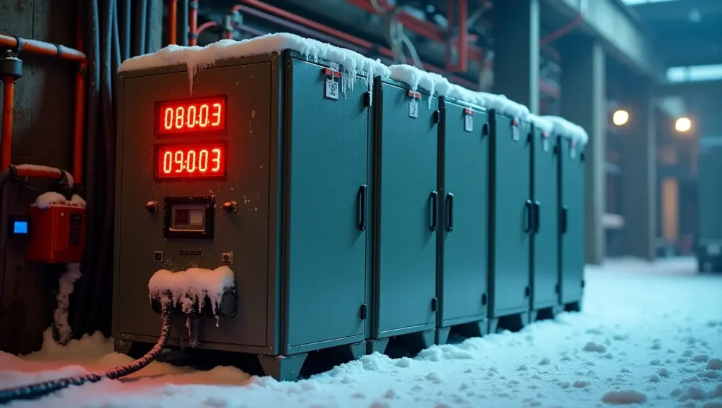 Snowbreak Locate Uninterruptible Power Supply installed in snowy industrial environment with thermal protection.