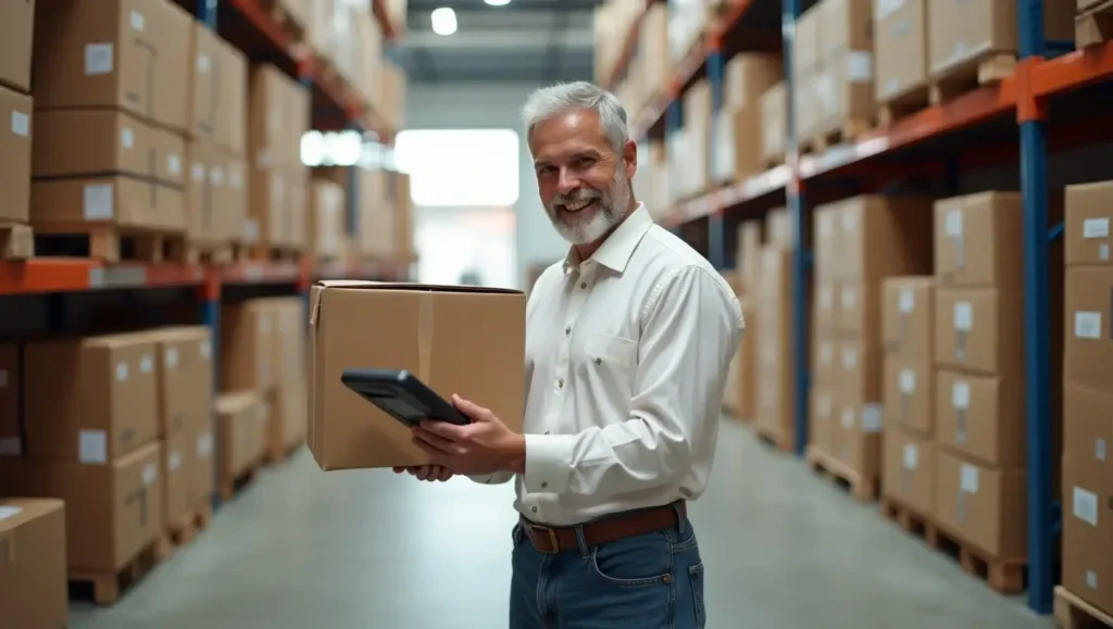 Warehouse worker scanning packages for ProcurementNation.com Shipping logistics